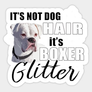 White Boxer Dog Glitter Sticker